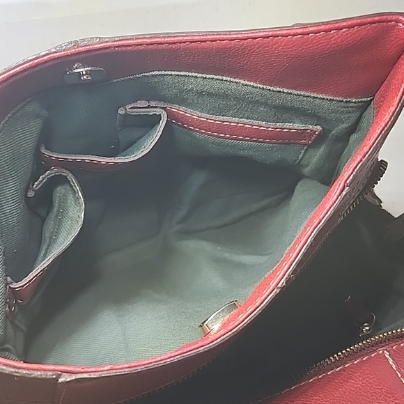 Vintage Leather Liz Claiborne Habdbag, Purse. Red Leather Tote Bag - Picture 8 of 14